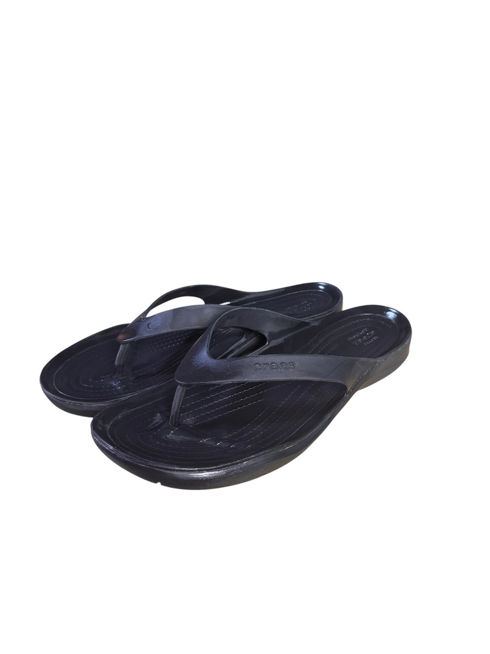 Crocs Kadee II Flip Flops Black Lightweight Comfort Thong Sandals Sz 10